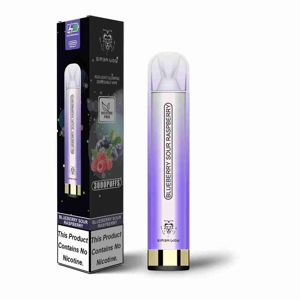 Simba Glow Bar 3000 Puffs Disposable Vape Pen E Cigarette, Rechargeable - Nicotine Free - #Simbavapes#